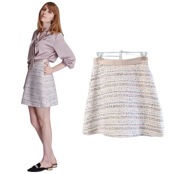 NWT GLANCESTUDIO Aussie Adaptive Clothing Pink & White Preppy Tweed Skirt Size S - Picture 1 of 10